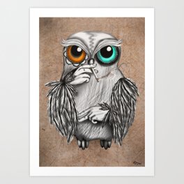 Smoking owl Art Print