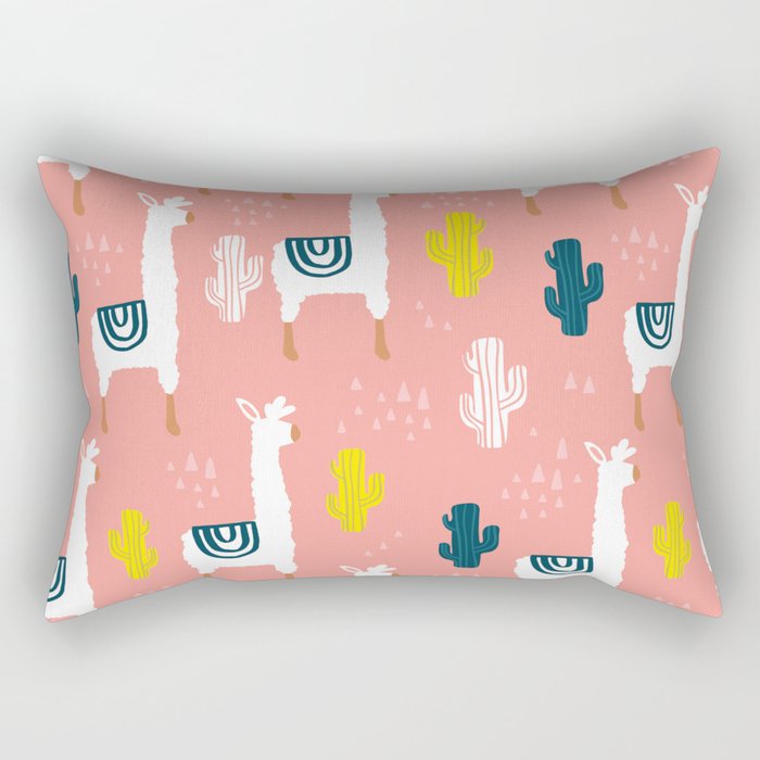 Llamas & Cacti Rectangular Pillow