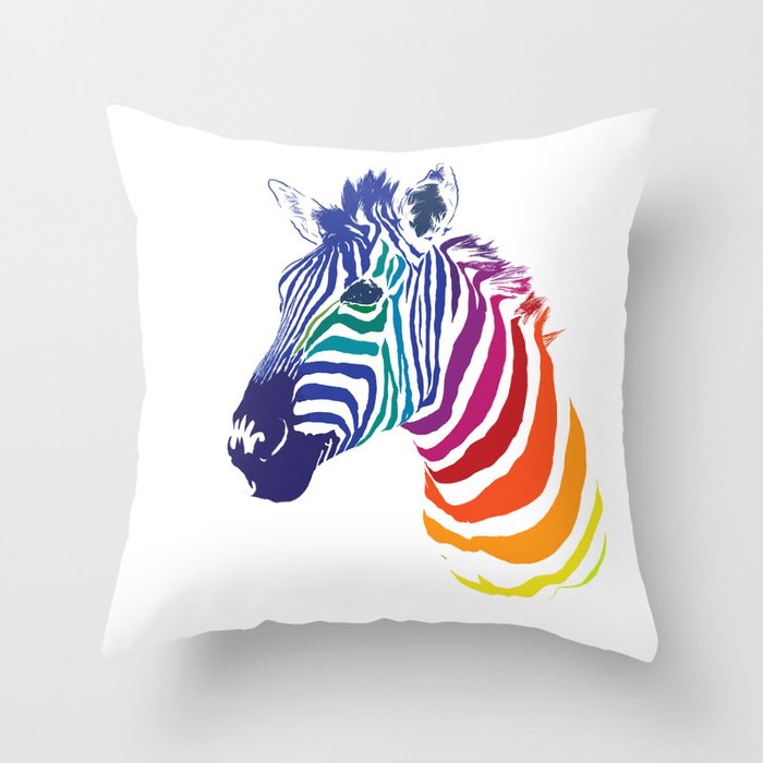 Rainbow Zebra Colorful Animal Throw Pillow