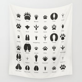Animal Tracks Identification Chart or Guide Wall Tapestry