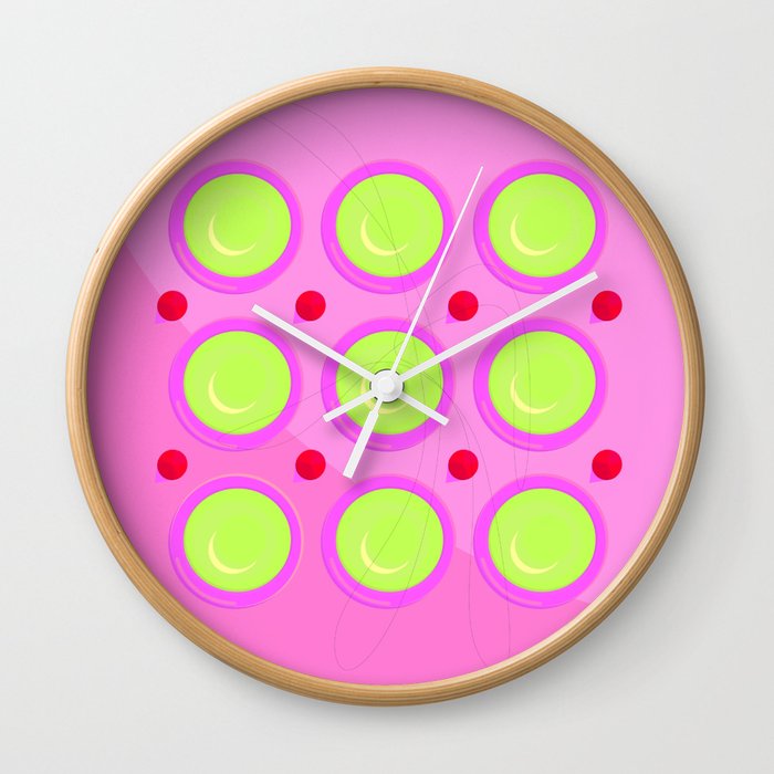 Pink theme with dots Wall Clock