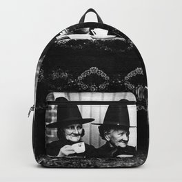 Humorous witches council of old ugly witches having tea and spells vintage black and white portrait photograph - photography - photographs Backpack