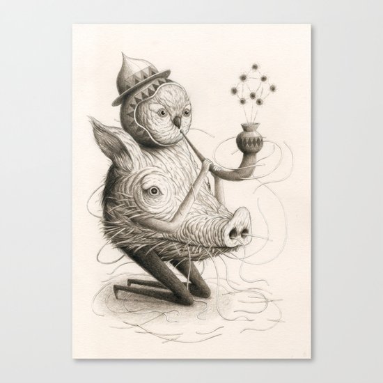 Bird Pig Pipe Canvas Print