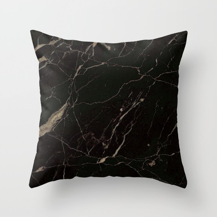 Gilded Black Marble Cracked Marmer Throw Pillow