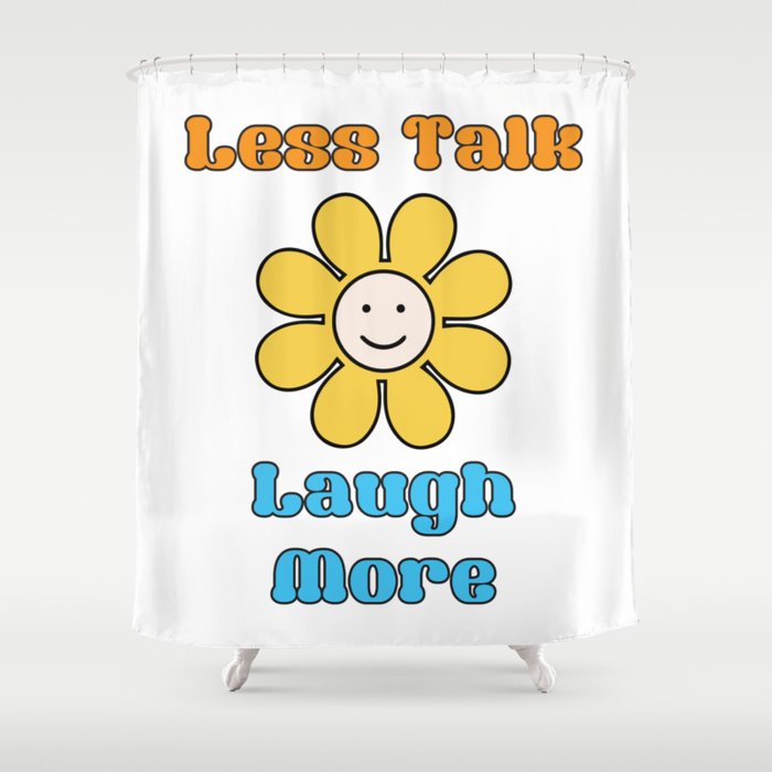 Less talk and Laugh More Cute Typograhy - Red And Navy Shower Curtain