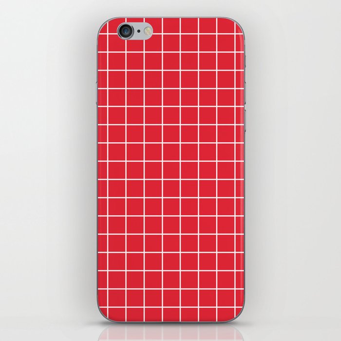 Rose madder - red color - White Lines Grid Pattern iPhone ...
