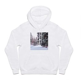 Trees Along a Snowy Path Hoody | Color, Snow, Trees, Snowing, Snowfall, Spruce, Sprucetree, Photo, Sprucetrees, Tree 
