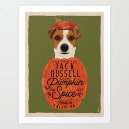 jack russell dog art artwork pumpkin halloween spice spiced coffee illustration  Art Print | Autumn, October, Artwork, Jackrussell, Halloween, Latte, Dog, Coffee, Terrier, Drawing 