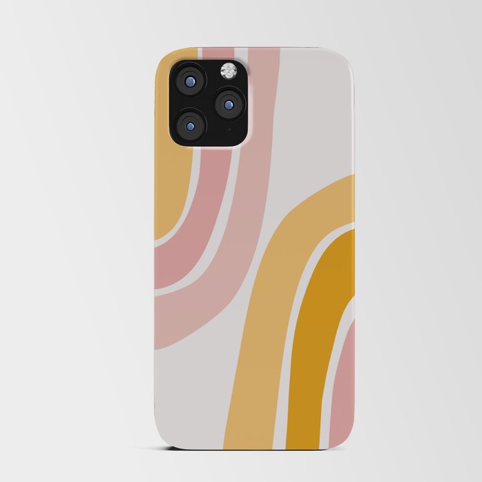 Abstract Shapes 37 in Mustard Yellow and Pale Pink iPhone Card Case