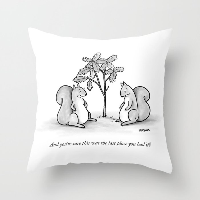Forgetful Squirrel Throw Pillow