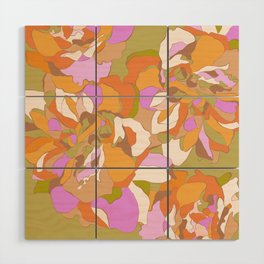 Maxi Boho Floral Pattern - 2 Peachy & Green Wood Wall Art
