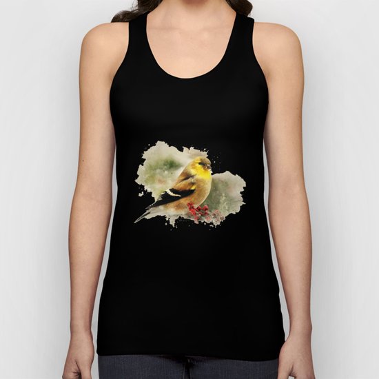 Goldfinch Watercolor Art Unisex Tank Top