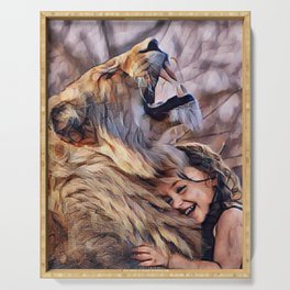 Cute Lion print art canvas Serving Tray