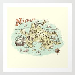 Neverland Map Art Print
