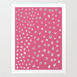 Pink and Green Spots Art Print