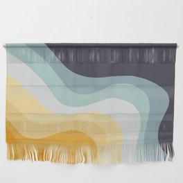 Blue and yellow retro style waves Wall Hanging