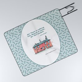 Jane Austen house and quote Picnic Blanket