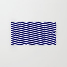 [ Thumbnail: Light Yellow and Blue Colored Stripes Pattern Hand & Bath Towel ]