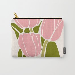 Pink Tulips Retro Flowers Carry-All Pouch