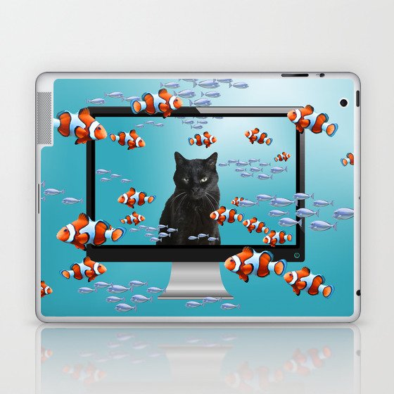 Snoki Black Cat - Computer Clownfishes Fantasy Future Design Laptop & iPad Skin