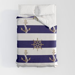 Anchor. Nautical,marine,sealife,ocean,sail,ships pattern  Duvet Cover