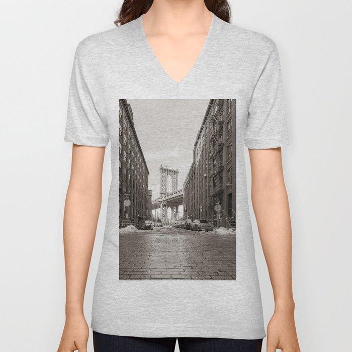 NYC Sepia - Brooklyn V Neck T Shirt