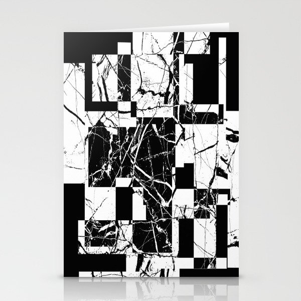 Manipulated Marble - Black and white, abstract, geometric, marble style art Stationery Cards