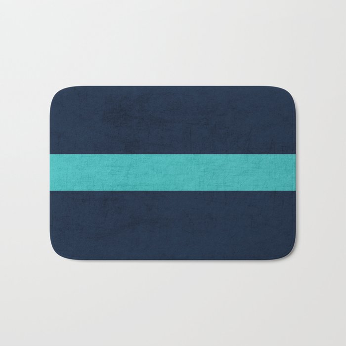 Classic Navy And Aqua Bath Mat By Herart Society6