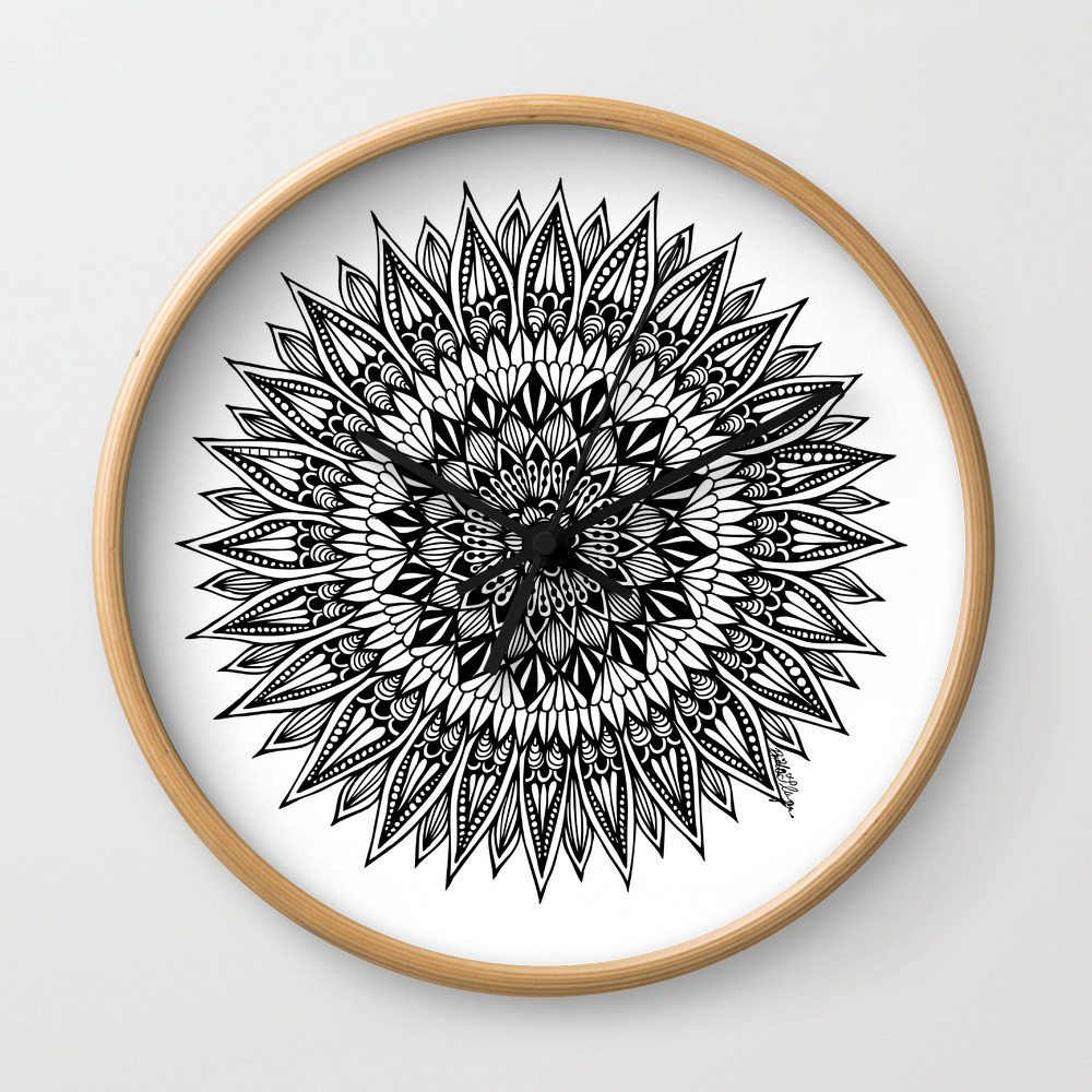 Zentangle Sunflower Wall Clock By Zenspiredesigns Society6
