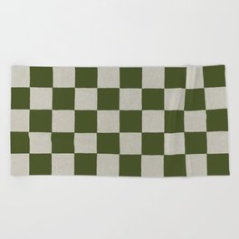 checkerboard hand-painted-olive Beach Towel