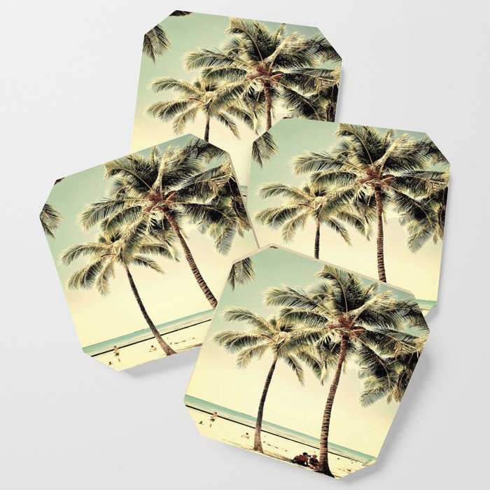 Retro Vintage Palm Tree with Hawaii Summer Sea Beach Poster