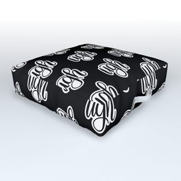 UGH // Hand Lettering Calligraphy (White and Black) Outdoor Floor Cushion
