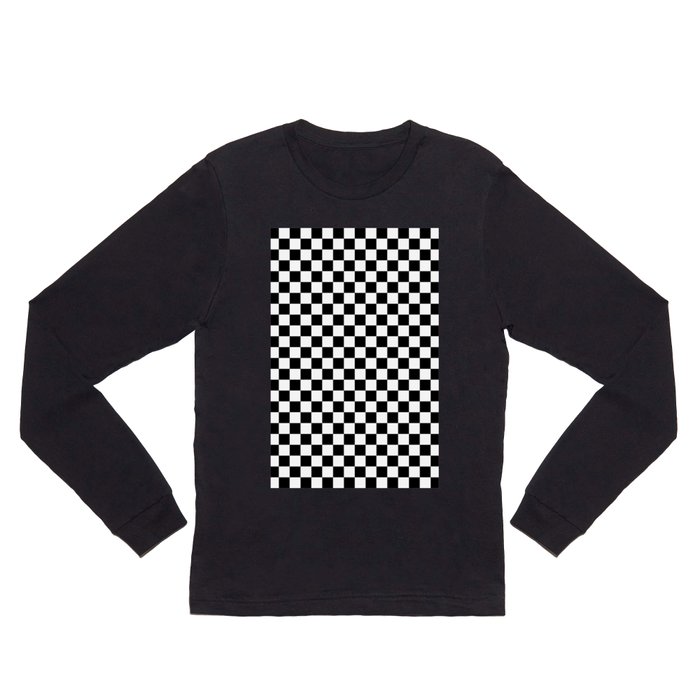 White and Black Checkerboard Long Sleeve T Shirt