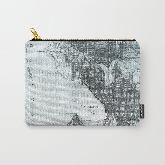 Vintage Seattle City Map Carry-All Pouch