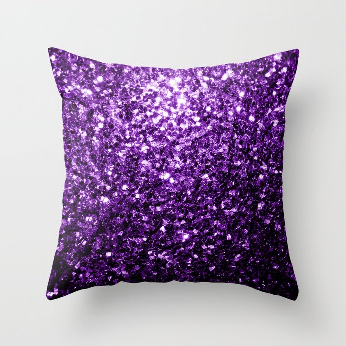 Dark Purple faux shiny glitter sparkles Throw Pillow