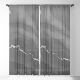 Black & Silver Agate Texture 01 Sheer Curtain