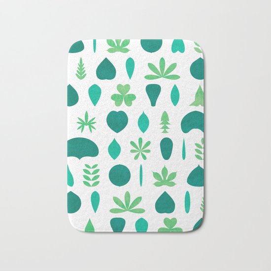 Leaf Shapes and Arrangements Pattern Bright Bath Mat