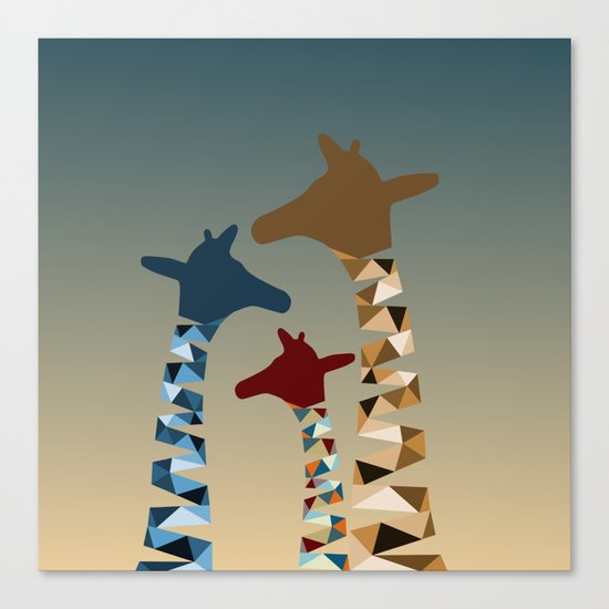 Abstract Colored Giraffe Family Canvas Print