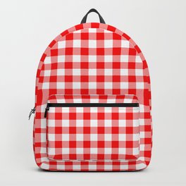 Valentine Red Heart Rich Red and White Buffalo Check Plaid Backpack | Valentinecolor, White, Valentineredheart, Digital, Deepred, Redheart, Check, Brightred, Buffalo, Redvalentine 