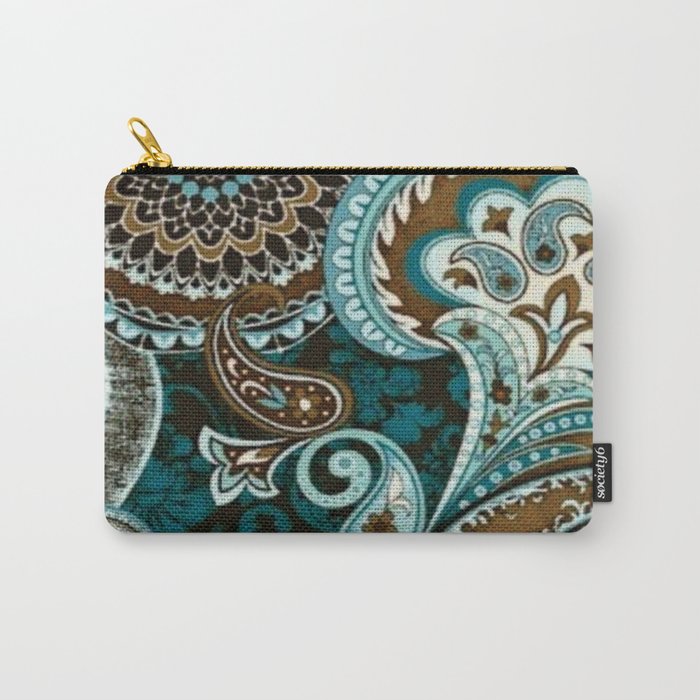 Turquoise Brown Vintage Paisley Carry-All Pouch