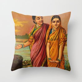 Radha, Goddess of Love by Raja Ravi Varma Throw Pillow
