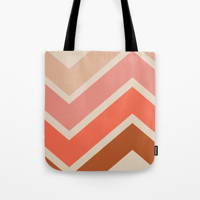 Horizontal Zigzag Stripes Retro Design in Blush Tones Tote Bag