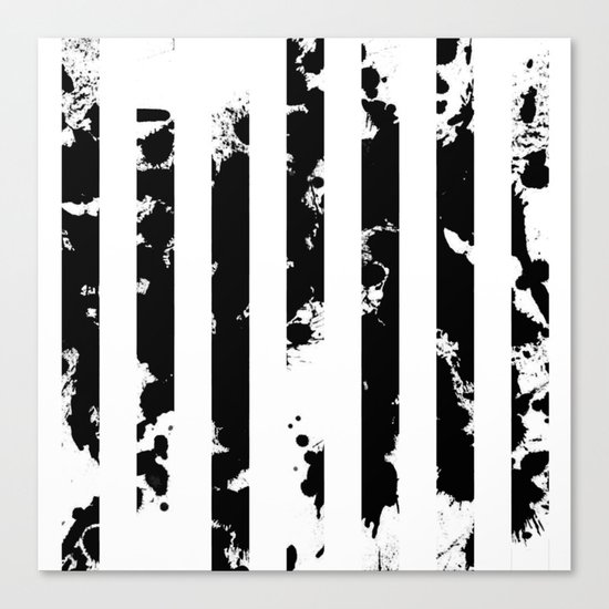 Splatter Bars - Black ink, black paint splats in a stripey stripy pattern Canvas Print