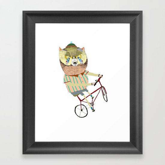 Biking, bike, bikes, biker, bear, Framed Art Print