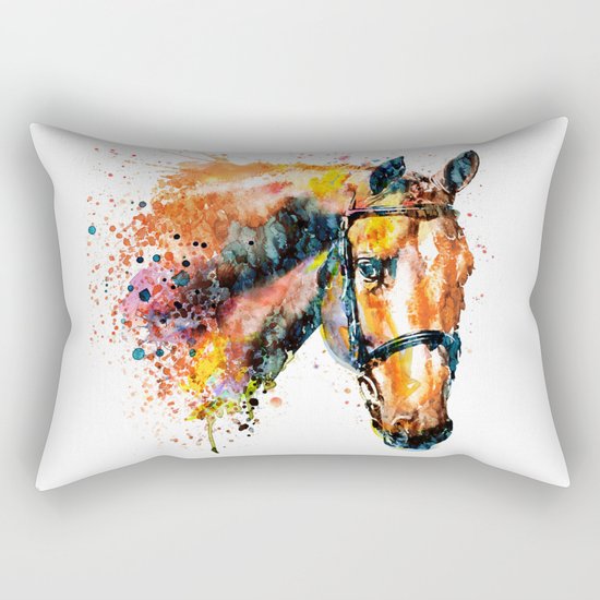 Colorful Horse Head Rectangular Pillow