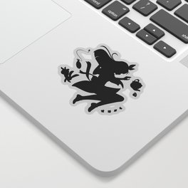 Alice in wonderland falling silhouette (black) Sticker