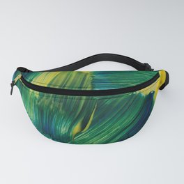 mixed art media rough painting of yellow, green, blue,  Fanny Pack
