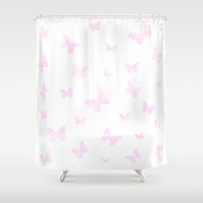 Watercolour Butterflies - Pink Shower Curtain
