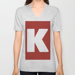 K (White & Maroon Letter) V Neck T Shirt