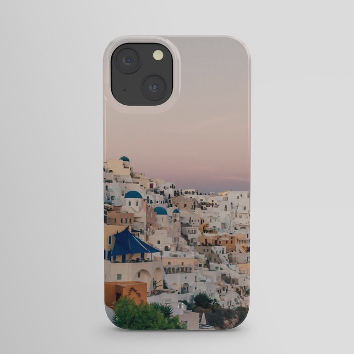 Sunset over Oia, Santorini | White houses, pink sky and golden hour | Travel photography in Greece iPhone Case